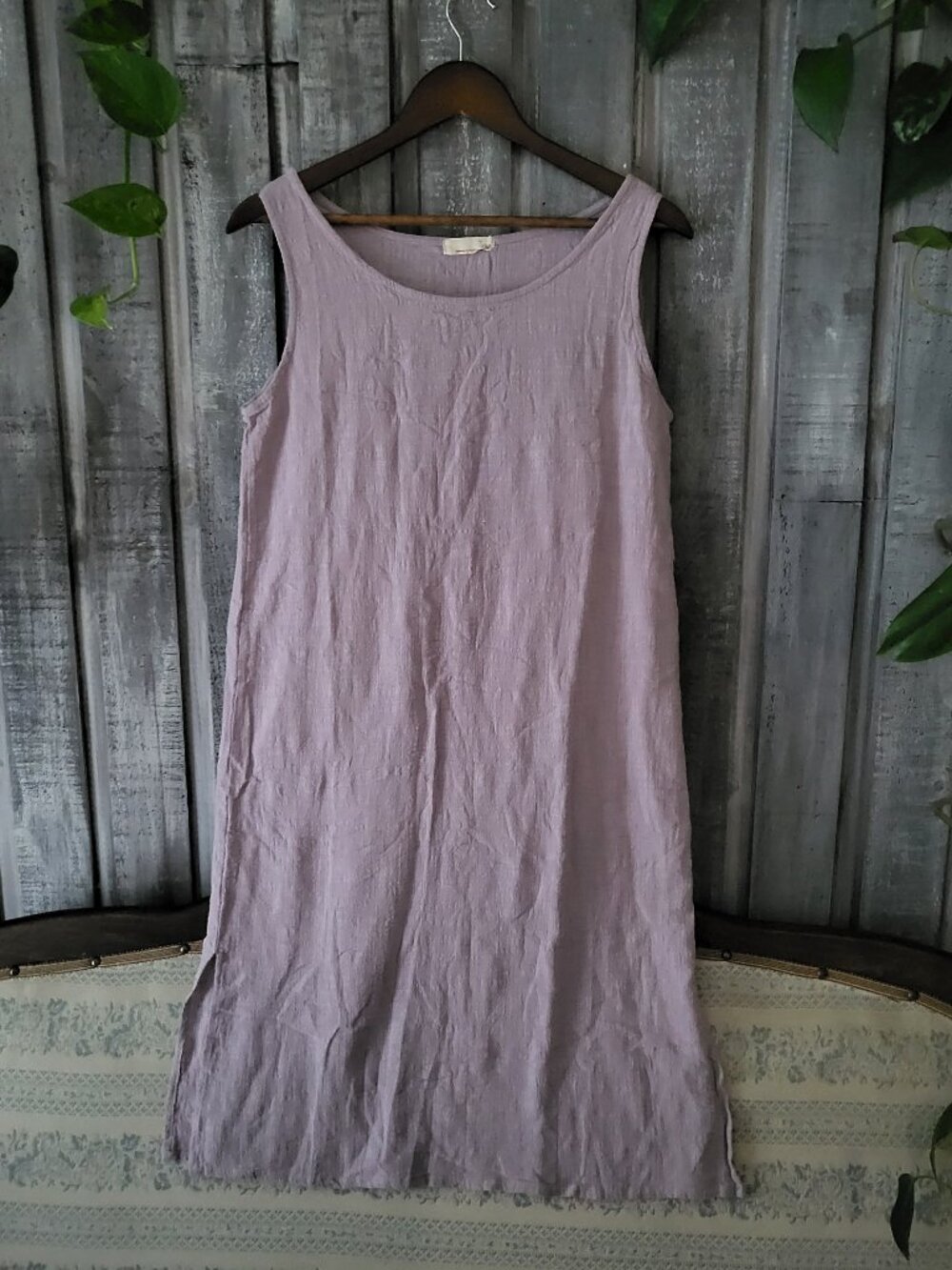 Japanese Mori Kei Cotton Linen Midi Shift Dress